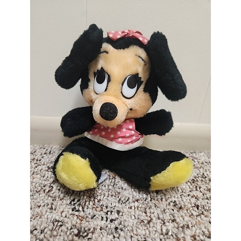 Vintage Disney Minnie Mouse Plush Doll Stuffed Toy Walt Disney 1977